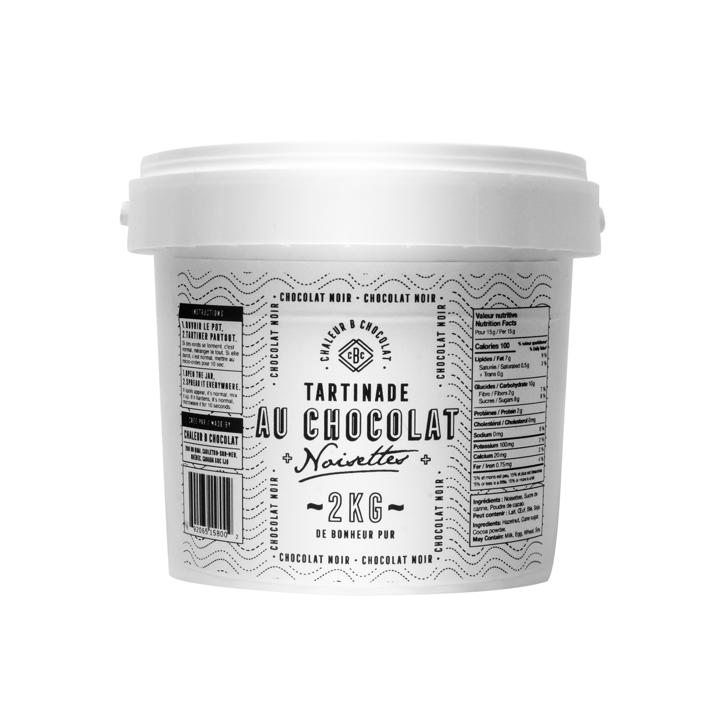 Tartinade : Chocolat noir et noisettes - Bassan